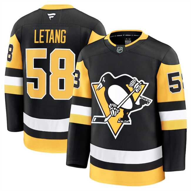 Men%27s Pittsburgh Penguins #58 Kris Letang Black 2024-25 Home Stitched Hockey Jersey Dzhi